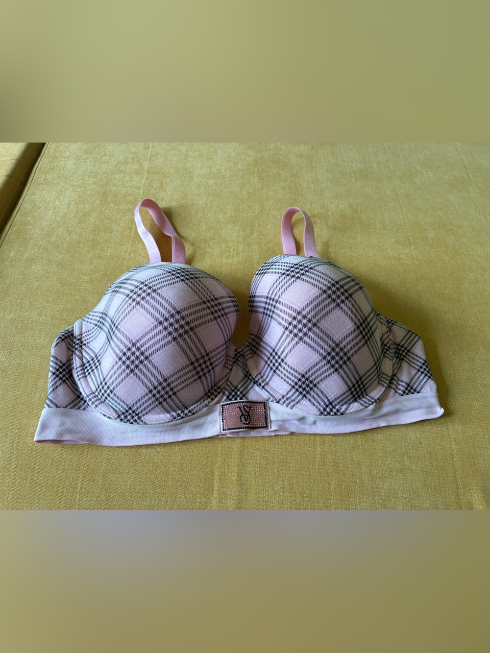 Victoria’s Secret brand, size 40DD, pink plaid, t-shirt, push-up full coverage